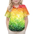 thumbnail image 2 of Favoffer Big Kid Boys Girls Button-Up Shirt Spring Summer St. Patrick's Day Print Pocket Breathable Collared School Uniform Top for School Daily Home Holiday Sizes 2-15Y, 2 of 7