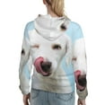 thumbnail image 7 of Daiia Puppy Licks Nose Pattern Women's Fashion Hoodies & Sweatshirts with Kangaroo Pocket Hooded Sweatshirt with Eye-catching Drawstrings-Small, 7 of 7