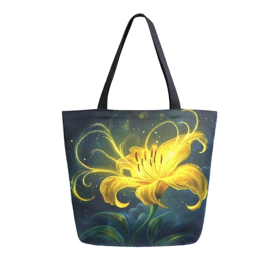 DIXRUYEE Tote Bag Women Weekender Travel Bag Shoulder Handbag Yellow Lily Printed