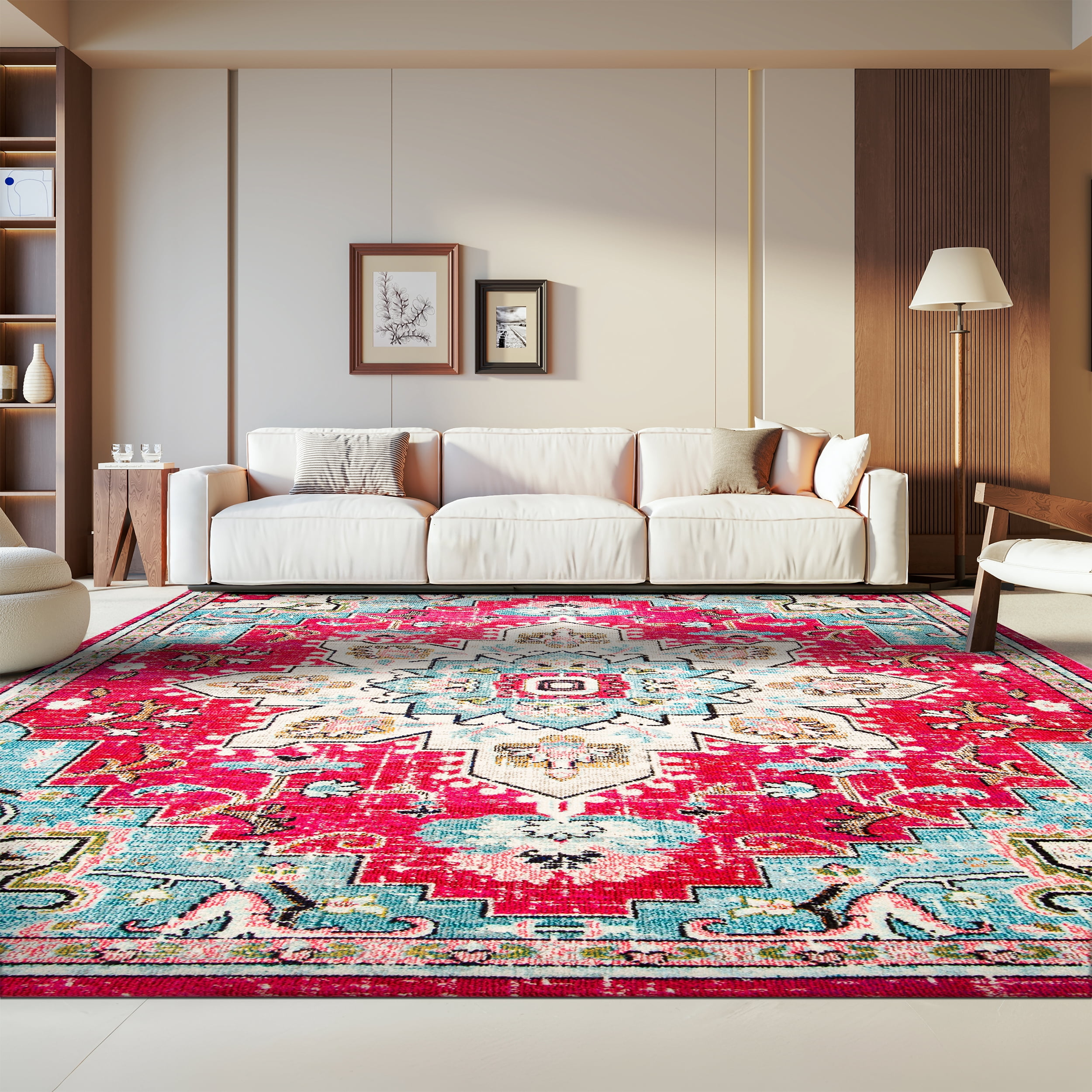 SAFAVIEH Madison Dalia Oriental Area Rug, Fuchsia/Blue, 5'3" x 7'6"
