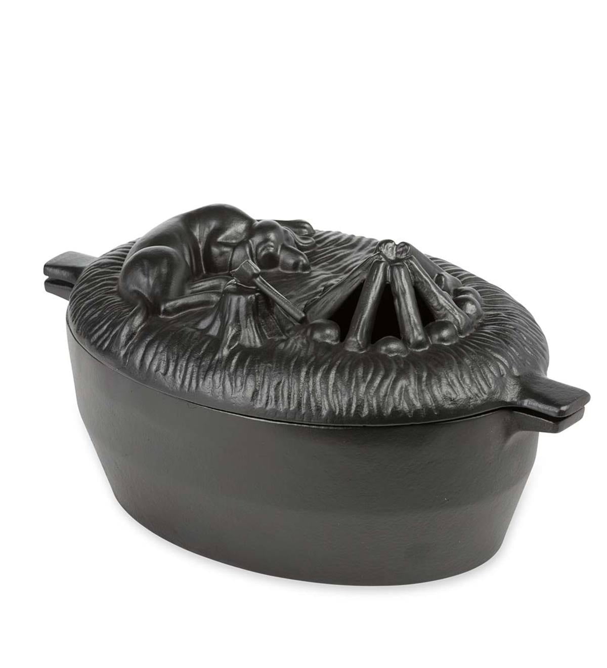 Cast Iron Dog Design Wood Stove Steamer Kettle / Humidifier, Black