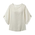 thumbnail image 5 of Tfken Summer Tshirts For Women Half Sleeve Crew Neck Tops Tees Casual Baggy T-Shirts Ladies Trendy Clothes Outwear Size Xxl Beige, 5 of 5