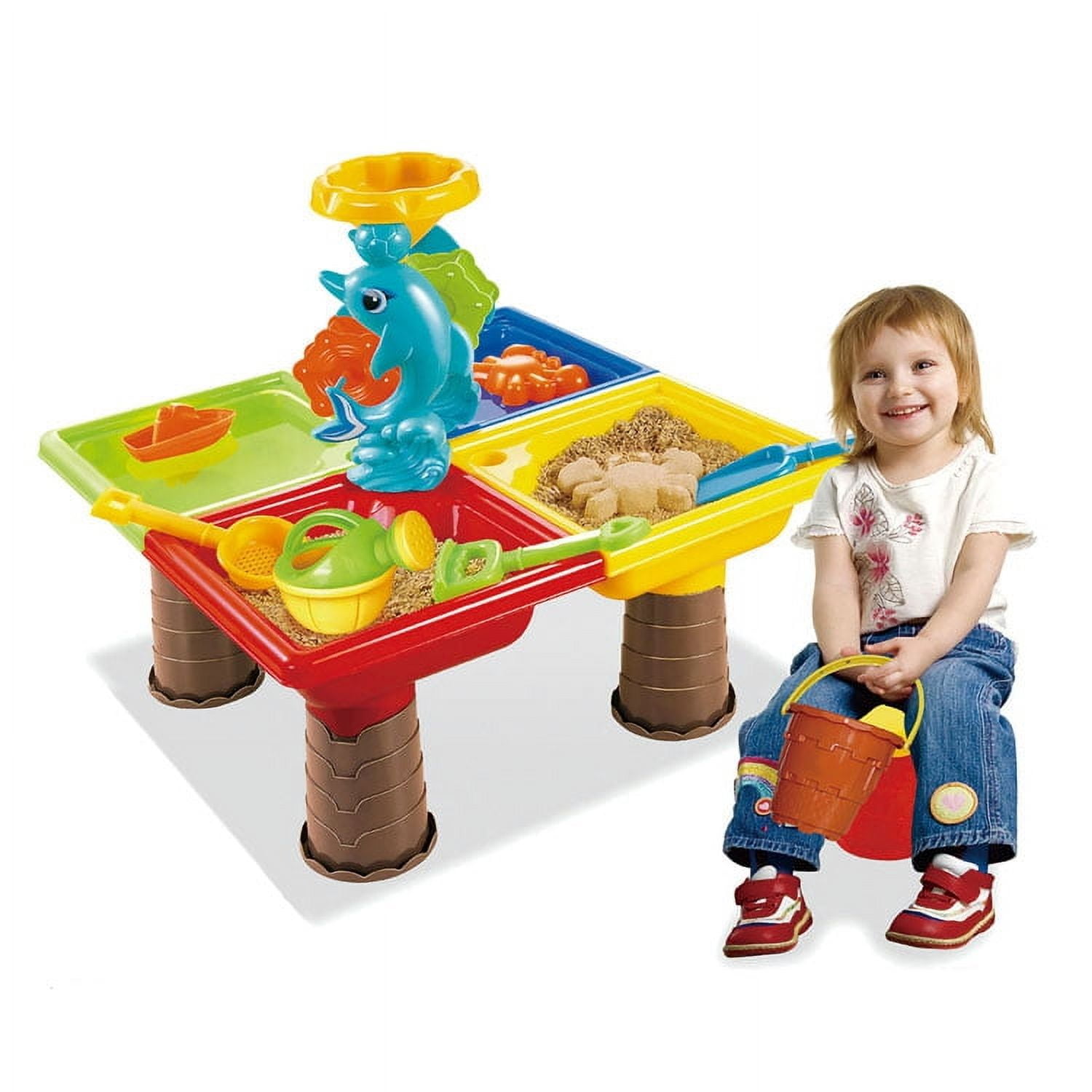 Sand and Water Table for Kids with 25PCS Accessories, Beach Outdoor Play Set Toddler by Mundo Toys