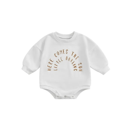 

Baby Fall Romper Long Sleeve Sun/Letter/Rainbow Print Bodysuit