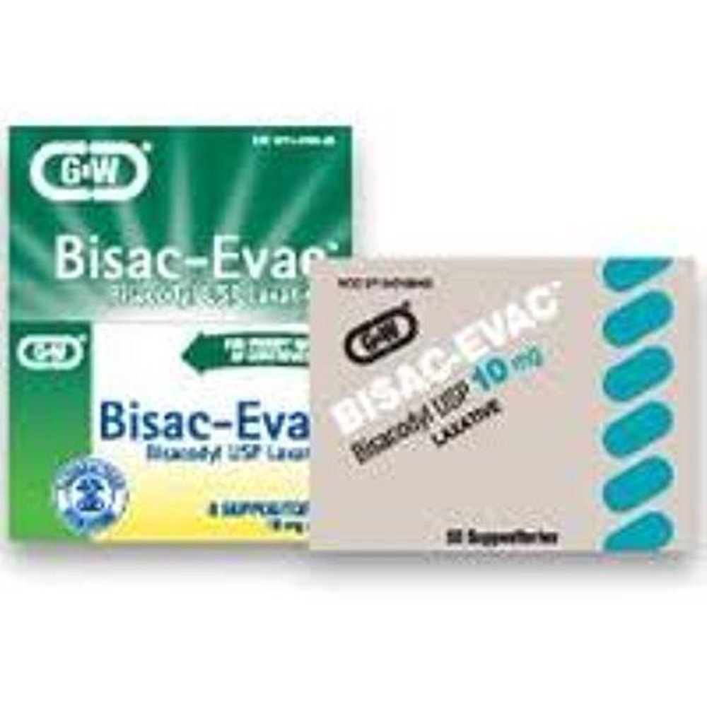 5 Pack G+W BisacEvac Bisacodyl USP 10mg Laxative 12 Suppositories Each