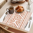 thumbnail image 3 of Orange Boho Placemats Set of 12 Vintage Southwestern Geometric Stripes Place Mats Indoor Wipeable Table Mats Washable Cloth Dining Table Placemats for Kitchen Holiday Party Home Decor 13x19 Inch, 3 of 9