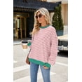 thumbnail image 6 of IDOPIP Oversized Sweatshirt for Women 2024 Fall Crewneck Long Sleeve Color Block Striped Pullover Top, 6 of 6
