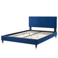 thumbnail image 3 of Platform Bed Frame, Full Size, Velvet, Blue Navy, Modern Contemporary Urban Design, Bedroom Master Guest Suite, 3 of 10