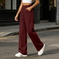 thumbnail image 5 of Women's High Waist Wide Leg Suit Pants Dress Trousers Loose Straight Business Casual Trousers with Pockets office Daily Street Outfits Wine, 5 of 7