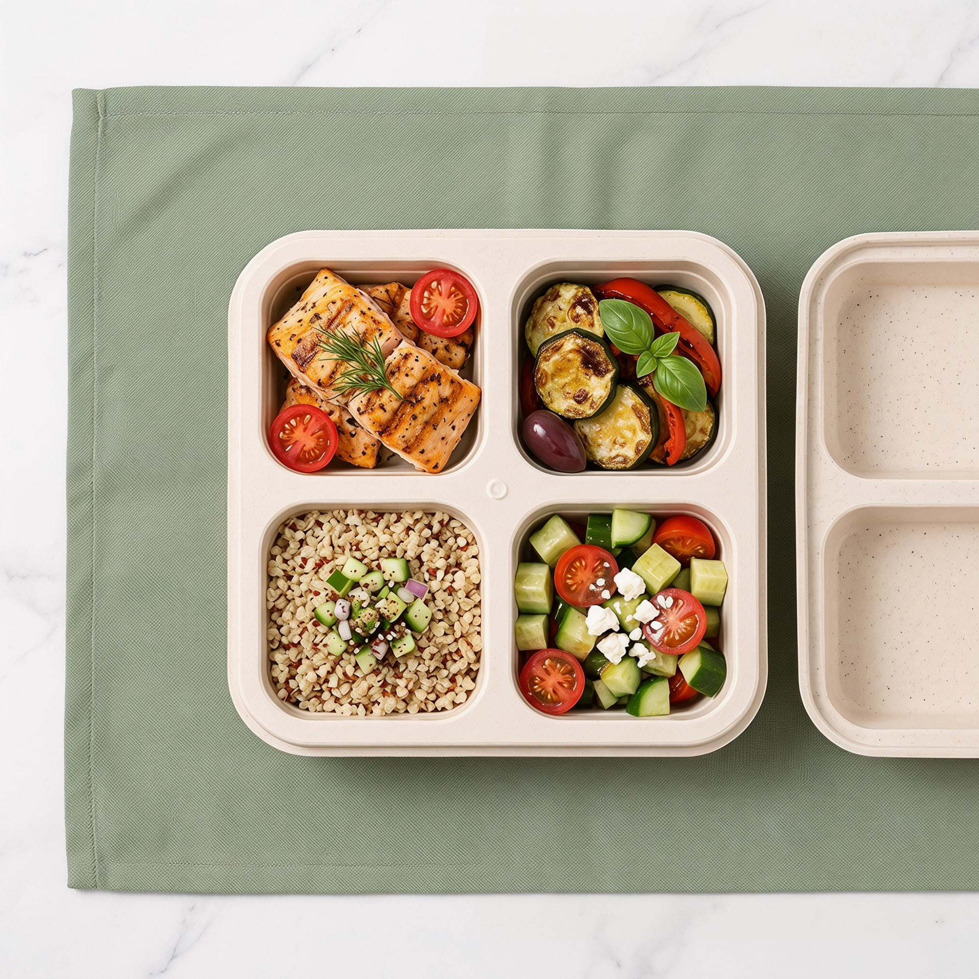 Unique Bargains 4-Compartment Leak-Proof Meal Lunch Bento Box for Work Beige