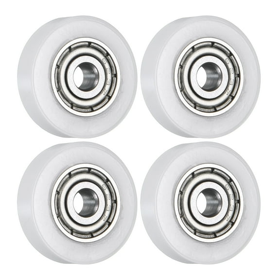 4Pcs Ball Bearing Guide 3 x 15 x 4mm Double Shielded POM Roller Bearings, Flat Pulley Wheel, White
