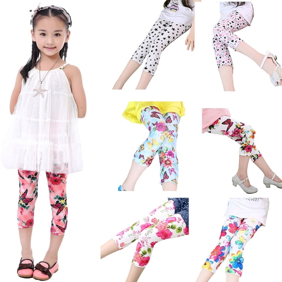 YTDSCS Kids Girls Capri Leggings Pants 3-8T Toddler Baby Summer Tights Toddler Trousers Bottoms Trousers