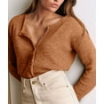thumbnail image 4 of Female Knit Cardigan Casual Crew Neck Button Down Long Sleeve Sweater Jumper Layer Top Brown XXL, 4 of 10