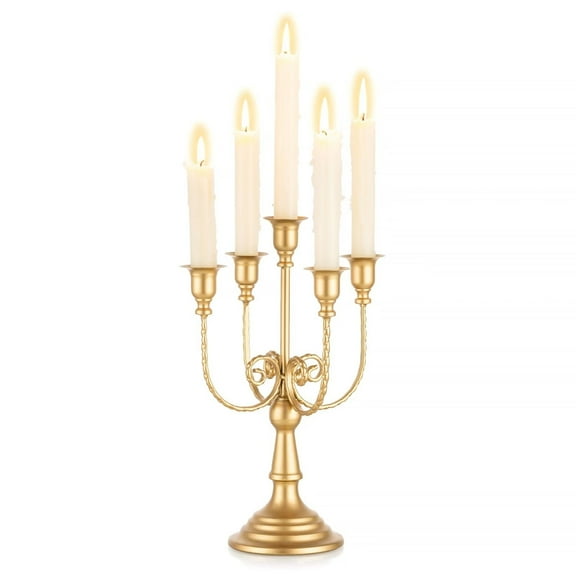 Sziqiqi Gold Candelabras 5 Arms Candle Holders for Table Centerpiece