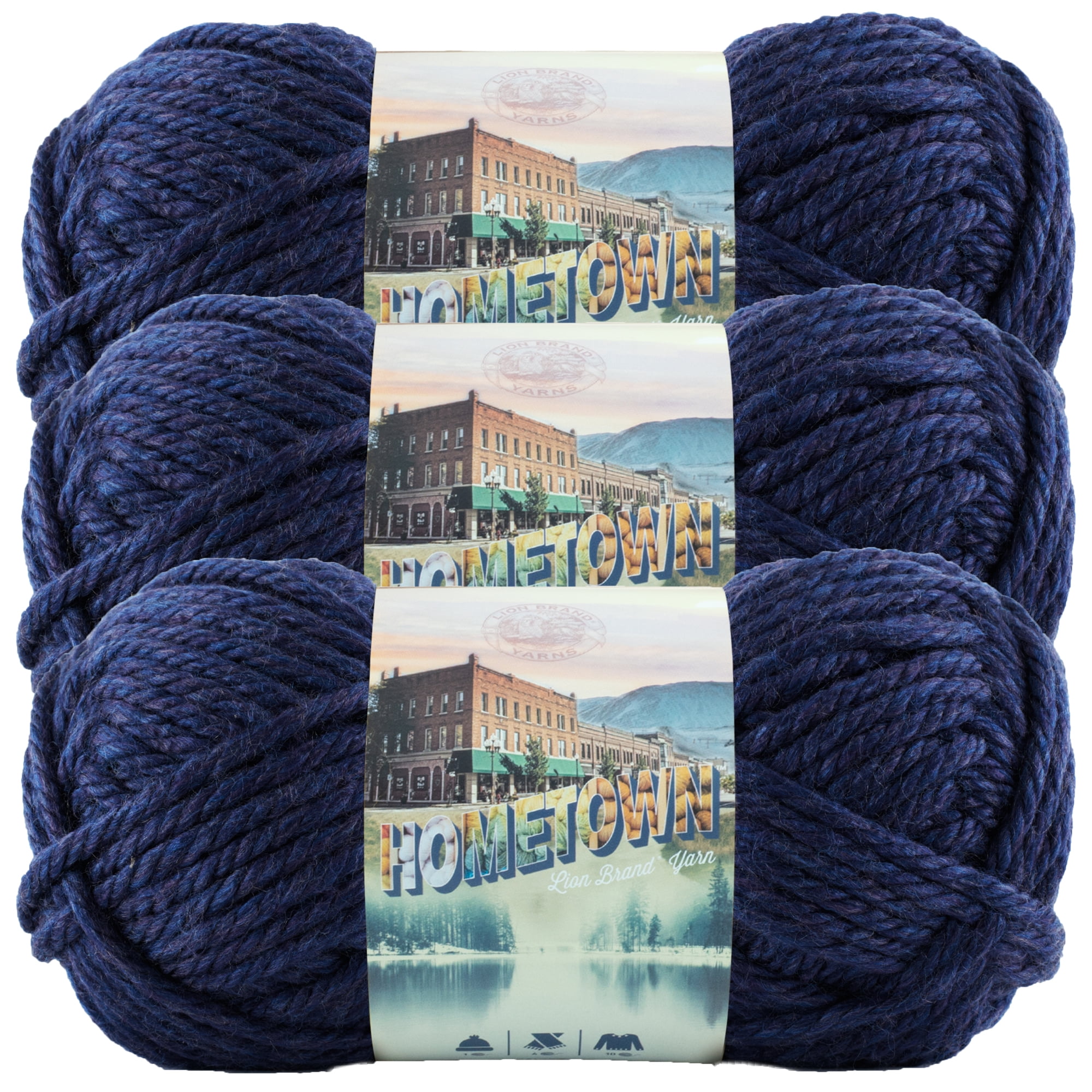 Lion Brand Yarn Hometown San Diego Navy Basic Super Bulky Acrylic Blue