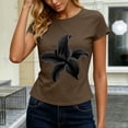 thumbnail image 4 of Perfectbot Women’s Floral Print Cropped T-Shirt, Short Sleeve Lily Graphic Baby Tee, Casual Summer Top, 4 of 6