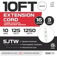 Inline Extension Cord with On/Off Switch 10 FT 3 Outlets with Hook for