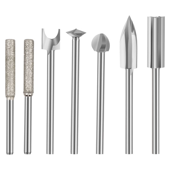 Tmwefusc 5 Pcs Wood Carving Drill Bits Set,  Engraving Drill Accessories Bit Wood Crafts Grinding Woodworking Tool with 1/8” Shank for DIY Carving Drilling Micro Sculpture