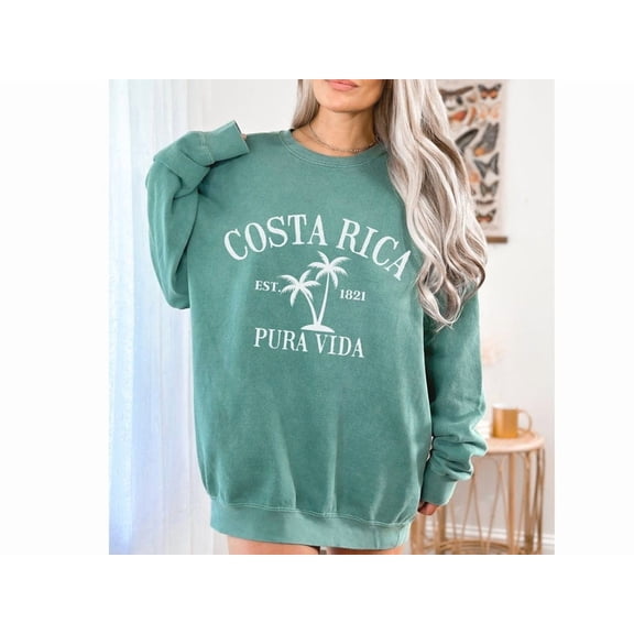 Costa Rica Comfort Colors Sweatshirt, Pura Vida Vacation Crewneck, Travel Souvenir Sweater Gift