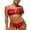 Red, variant on Attraco Women Two Pieces Bikini Vintage Back Strap Hollow Out Swimsuit
