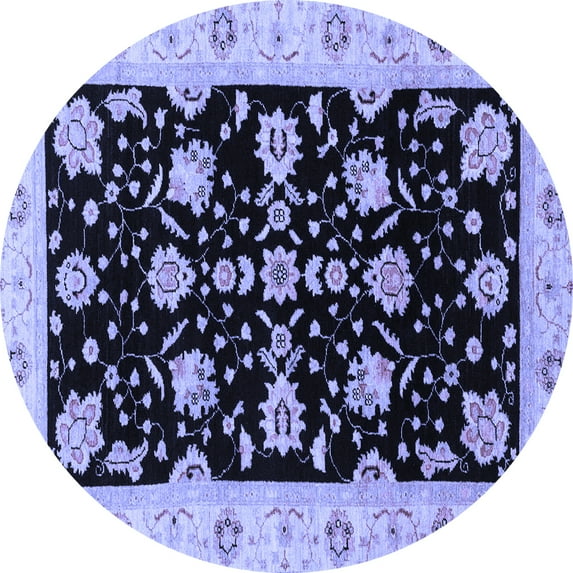 Ahgly Company Indoor Round Oriental Blue Traditional Area Rugs, 5' Round