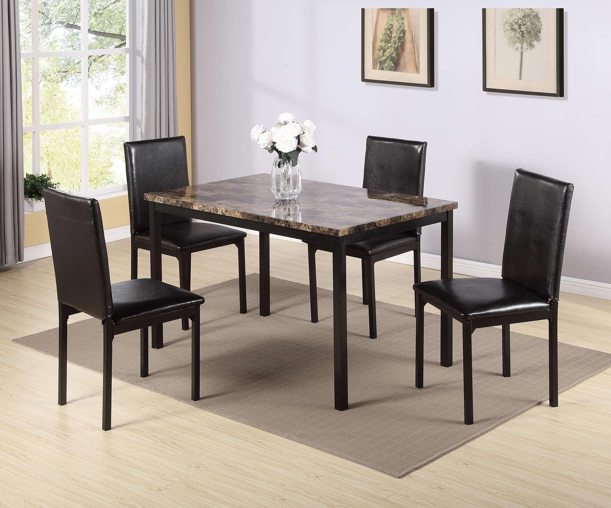UBesGoo 5 Piece Dining Room Set, Dining Table with Faux Marble for 4