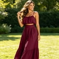 thumbnail image 4 of CHUMUD Womens Sets 2 Piece Outfits Skirts Summer Trendy Spaghetti Strap Ruffled Crop Top & High Waist Maxi Skirt Casual Going Out Vacation, 4 of 9