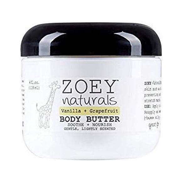 Absolutely Natural Zoey Naturals Mantequilla corporal de pomelo y vainilla, 4 onzas con manteca de karité nutritiva y aceite de coco, vegana sin parabenos, fabricada en EE. UU.