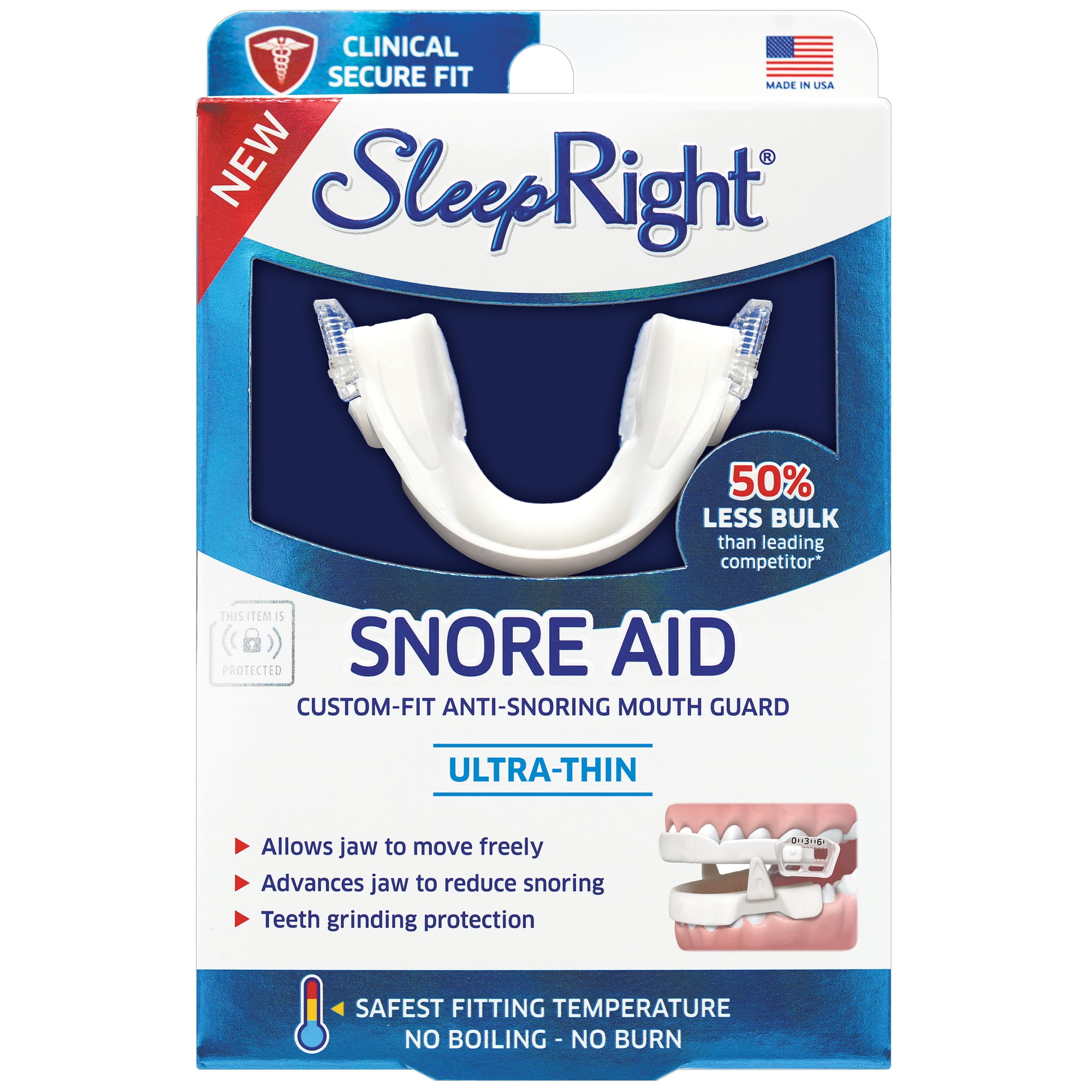 SleepRight Snore Aid – Mouthguard, FDA-Approved for Snoring, Includes Top & Bottom Trays & Case, 1 Count