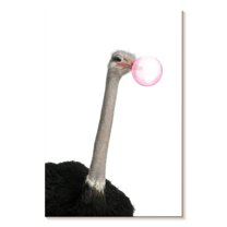 Elephant Stock Ostrich Bubble Gum Wall Art - Vertical Canvas Wall Art - Living Room Wall Decor - Animal Canvas - Black And Gray Decor - 34" x 51"