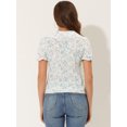 thumbnail image 4 of Allegra K Blusa Con Volantes En La Manga Y Cuello Peter Pan Floral Para Mujer Blanco azul M, 4 of 5