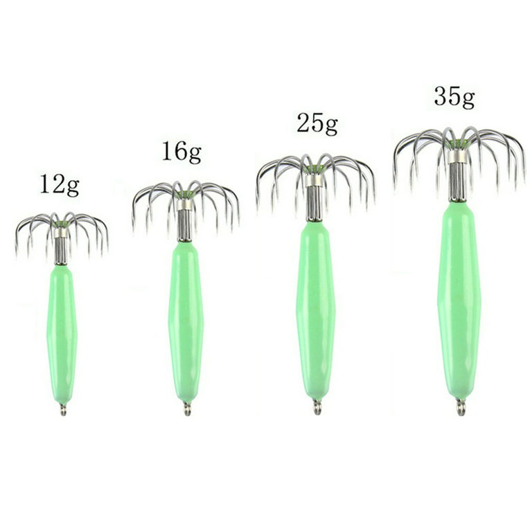 Lomubue Metal Squid Jig Strong Good Toughness 12 Claws Squid Hook