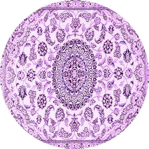 Ahgly Company Indoor Round Medallion Purple Traditional Area Rugs, 8' Round
