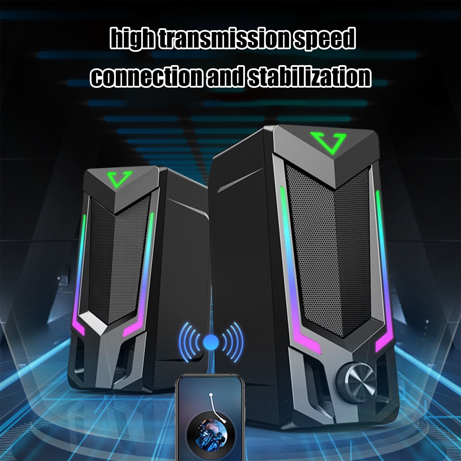 Wired RGB PC Speakers, 3.5mm Stereo Sound System, Plug-and-Play, 3W Clear Audio, Customizable Lighting, Desktop Gaming/Entertainment, No Delay, USB-Powered