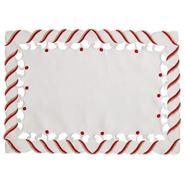 Fenncostyles Candy Cane Border Christmas Tablecloth, 65x140 Inch, Polyester Holiday Table Cover