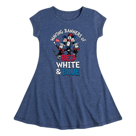 

Dr. Seuss - Waving Banners of Red White and Blue - Toddler And Youth Girls Fit And Flare Dress