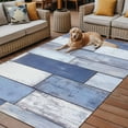 thumbnail image 2 of Fsddascl Blue Beige Wooden Outdoor Rug for Patio/Deck/Porch, Non-Slip Large Area Rug 4 x 6 Ft, Farmhouse Vintage Country Striped Indoor Outdoor Rugs Washable Area Rugs, Reversible Camping Rug Carpet, 2 of 5