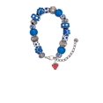 thumbnail image 2 of Delight Jewelry Silvertone Mini Red Strawberry with Clear Crystals Blue Paw Print Bead Bracelet, 7"+2", 2 of 4
