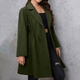 thumbnail image 6 of Feancey Womens Plus Size Trench Coat Mid Length Casual Adjustable Drawstring Waist Fall Jackets Roll Up Long Sleeve Single Breasted Lightweight Outerwear Army Green XXL, 6 of 8