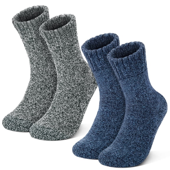 KOITHOT 2 Pairs Wool Socks Mens, Thick Warm Winter Socks, Soft Hiking Casual Work Socks for Men