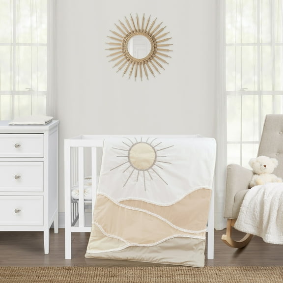 Sweet Jojo Designs Desert Sun Taupe Beige and Ivory 3 Piece Mini Crib Bedding Set