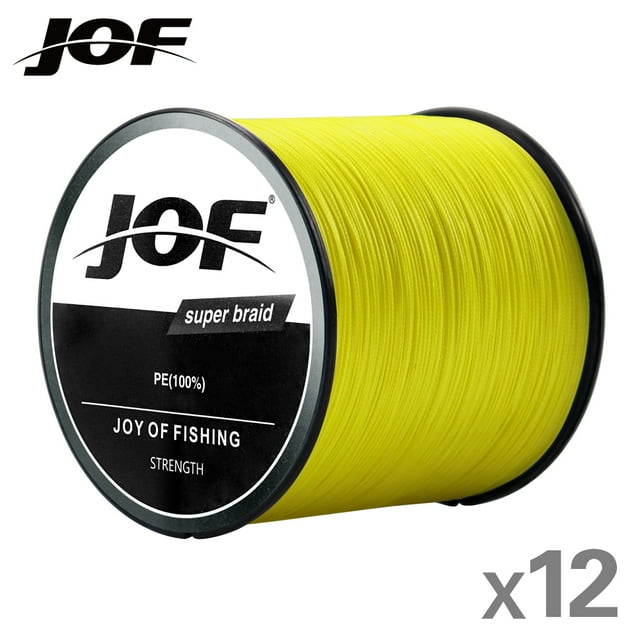 12/8 Strands Braid PE Fishing Line 300M 500M 1000M Strong Abrasion Resistance Multifilament Fishing Line Yellow Mainline