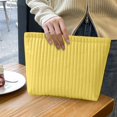 thumbnail image 1 of Feltree Waterproof Knitted Makeup Bag Portable Cosmetic Pouch Striped Color Block for Travel Ins Style, 1 of 8