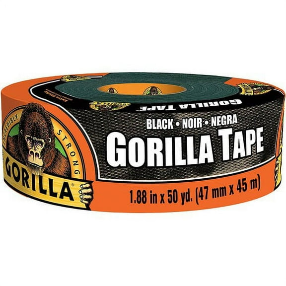 Gorilla Black Tape - 50 yd Length x 1.88" Width - 1 Roll - Black | Bundle of 2 Rolls
