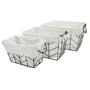 Metal Wire, Rectangular Storage Baskets - 3-Piece Set of Decorative Nesting Storage Organizers for Bathroom, Shelf Pantry – 1 Small, 1 Medium, 1 Large