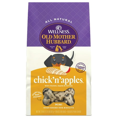 Old Mother Hubbard FEV6 Wellness Chick N Apples Dog Biscuits  Natural  Training Treats  Chicken & Apples Flavor  Mini Size  (20 Ounce Bag)