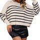 thumbnail image 1 of Suéter de Punto con Estampado Navideño Gibobby Cuello Redondo Suelto para Mujer Blanco L, 1 of 5