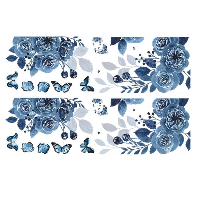 Yuarrent 2 Unids Hechicera Azul Flor de Mariposa Etiqueta de La Pared Reutilizable Dormitorio Porche Casa Embellecimiento de la Pared Decoración Pintura Decoración del hogar Yuarrent HA022102-00