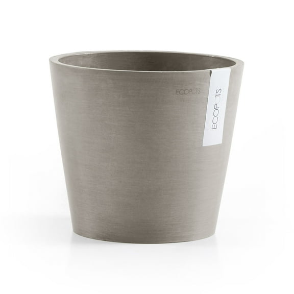 Ecopots Amsterdam Durable Modern Round Indoor/Outdoor Recycled Based Composite Flower Pot Planter, Taupe, 12"