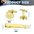 thumbnail image 2 of Uxcell Gemelos, Clip de Corbata Inicial y Juego de Gemelos para Hombres Clásico de Cobre, Letra M (Tono Dorado), 2 of 6